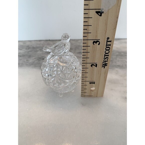 Hofbauer German Byrde Bird Crystal Miniature Sawtooth Lidded Trinket Box Germany - Picture 12 of 12
